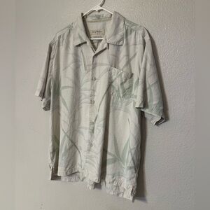 Tommy Bahama Beige Leaf Print Men's Shirt XL.